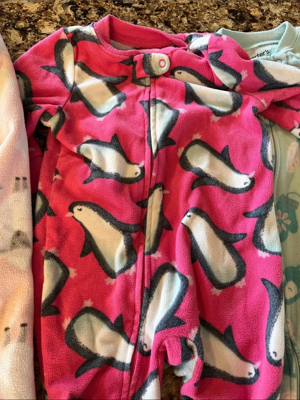 Carter’s Girl’s Fleece Footed Sleeper Pajamas Lot, 12 Months